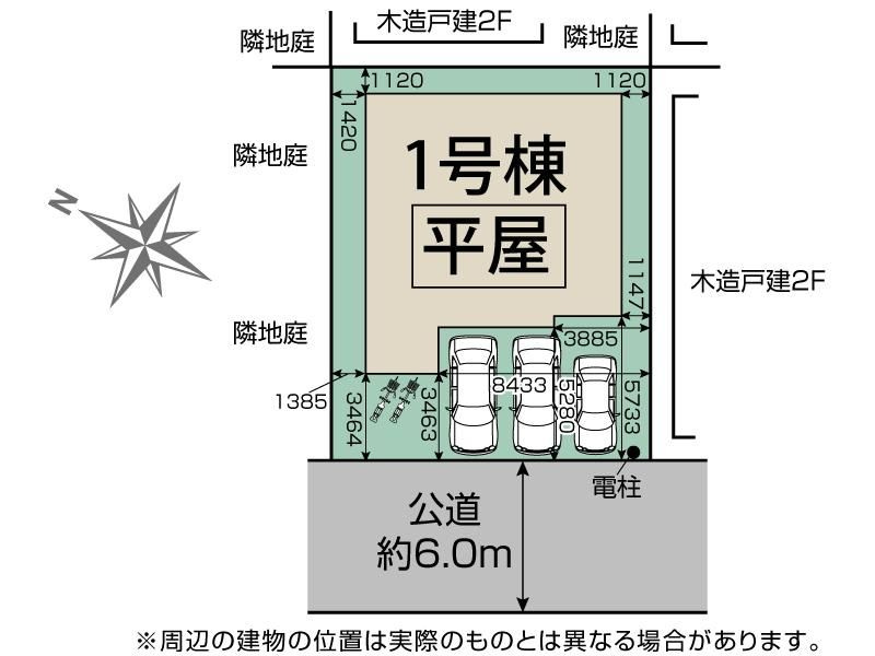 川越市笠幡水久保2期　新築平屋戸建　全1棟の区画図