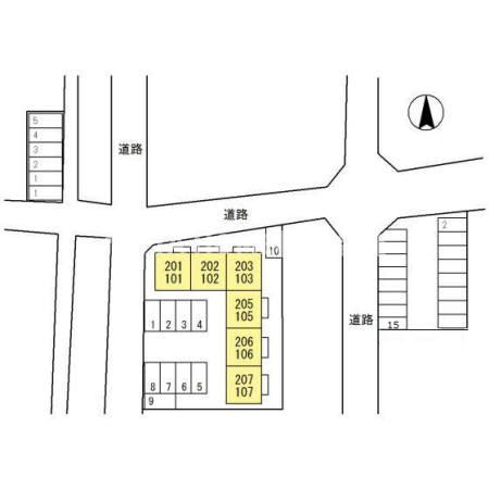 ファミールコーポ高屋1の区画図|配置図です＊