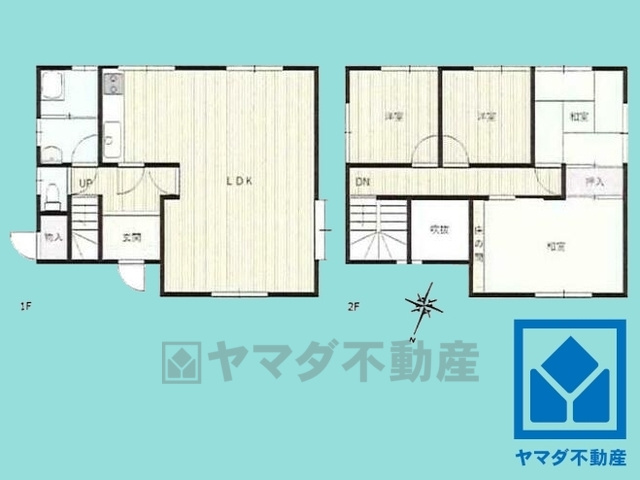西宮市北六甲台1丁目の間取り|4LDK、土地面積199.96平米、建物面積107.7平米、木造2階建。