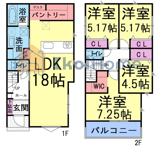 明石市大久保町江井島　新築戸建の間取り|【ホームページに現地動画掲載中】●年中無休：当日予約可●LDK18帖！キッチン背後に広いパントリー有