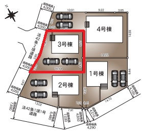 【区画図】 | CRADLEGARDEN筑西市二木成第2　3号棟 | 【全4棟】各棟の詳細はお気軽にお問い合わせください。