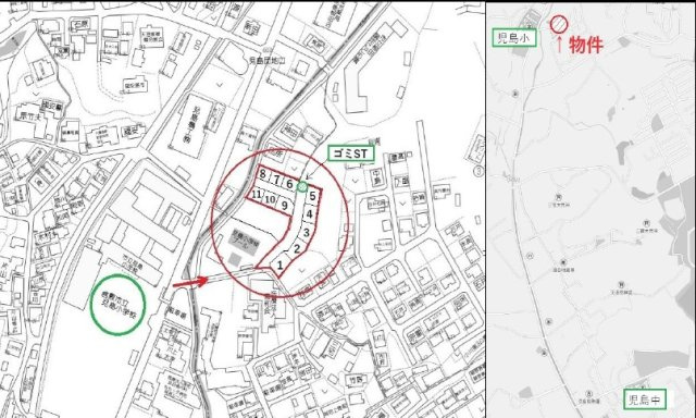 児島小川9丁目11区画分譲地の区画図