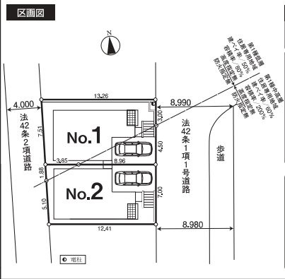 仲介手数料無料　クレアガーデン所沢市中新井５丁目・新築全２棟の区画図