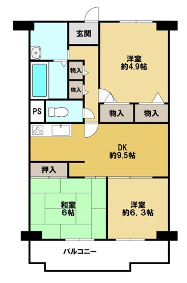 【間取り】 | 小阪パークハイツ弐号棟