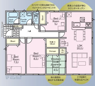 【間取り】 | CRADLEGARDEN筑西市二木成第2　 | 南向きで日当たり良好な間取りです