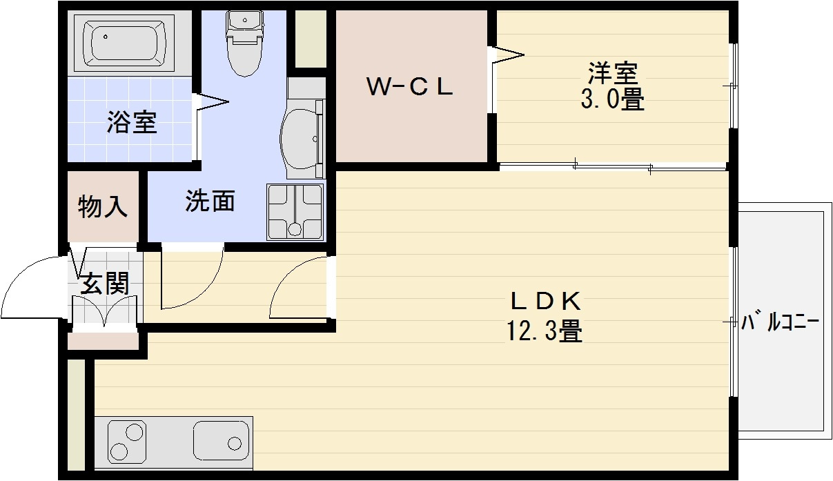 メゾンカムスの間取り|メゾンカムス（柏原市　1LDK）