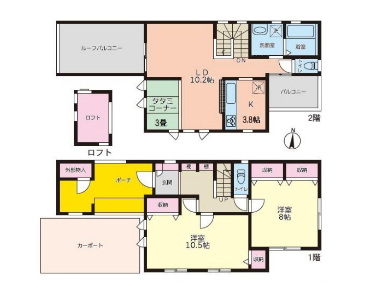 さいたま市北区別所町　中古戸建の間取り|北区別所町　中古戸建・2LDK・土地面積110.57m2・建物面積93.14m2