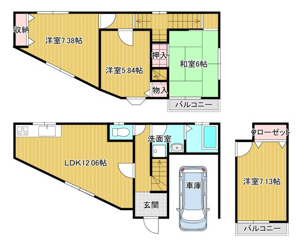柏原市旭ヶ丘４丁目の間取り