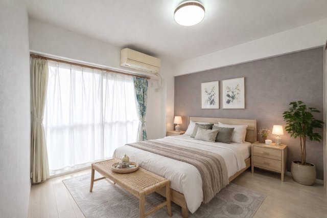 桂川ハイツ1号館の洋室|全居室収納つき！ご家族一人ひとりの空間がすっきりお使いいただけます！
※本画像は実際の写真にCG加工を加えたもので実際とは異なります。