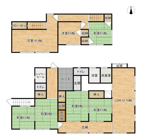 久留米市北野町今山の中古一戸建の間取り