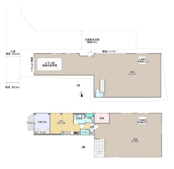 北区浮田　倉庫つき住宅の間取り