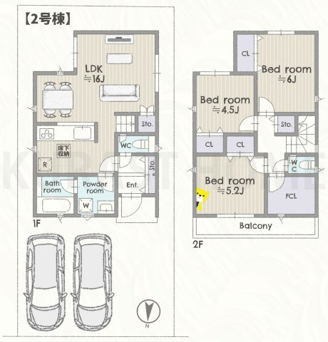 京都市西京区大原野上里男鹿町　新築戸建の間取り
