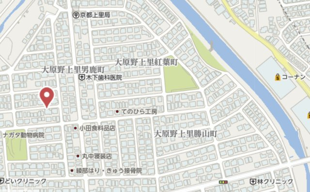 京都市西京区大原野上里男鹿町　新築戸建の地図
