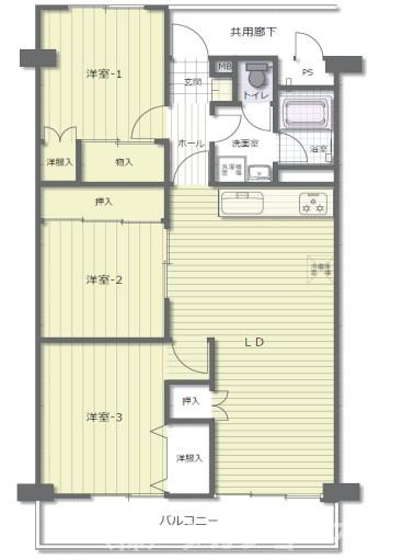 【間取り】 | 稲毛ファミールハイツ　5号棟