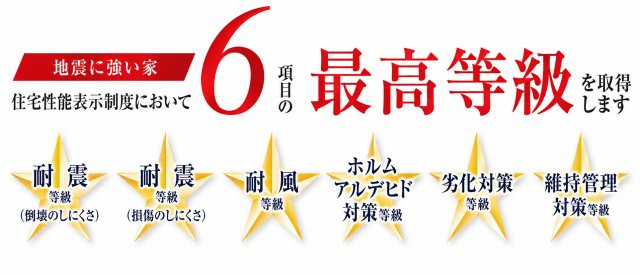 昭島市上川原町3丁目　新築戸建全2棟のその他|住宅性能表示制度において6項目で最高等級を取得。安心・安全・快適な暮らしを支える、高い住宅性能を備えた住まいです。