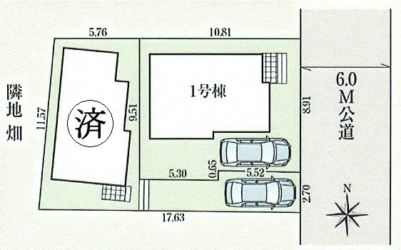 昭島市上川原町3丁目　新築戸建全2棟の区画図