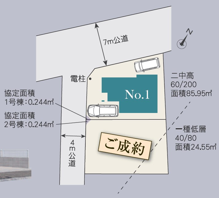 藤沢市辻堂東海岸３丁目　新築戸建　1号棟の区画図