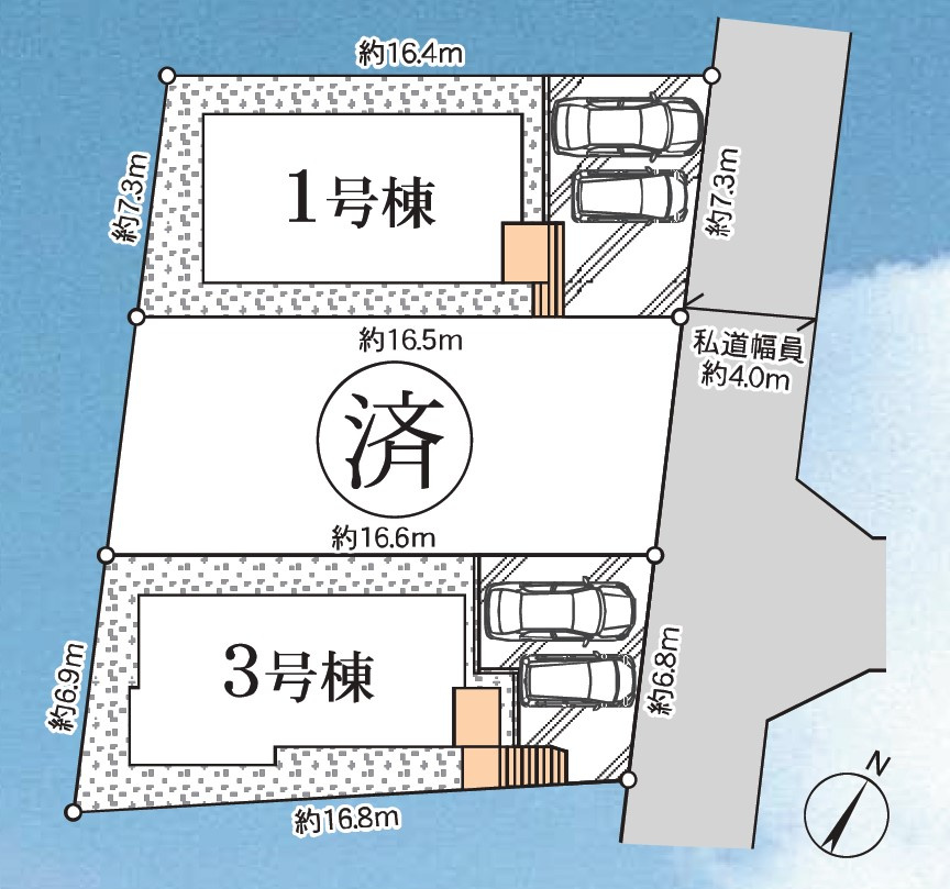 藤沢市辻堂東海岸１丁目新築戸建て　3号棟の区画図