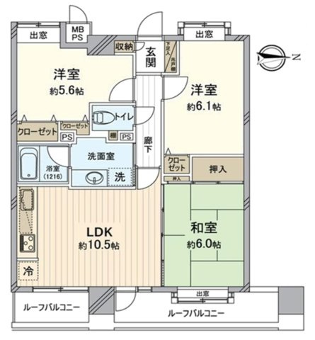 ライオンズプラザ西所沢の間取り|陽当たり良好！3LDKの間取りです。