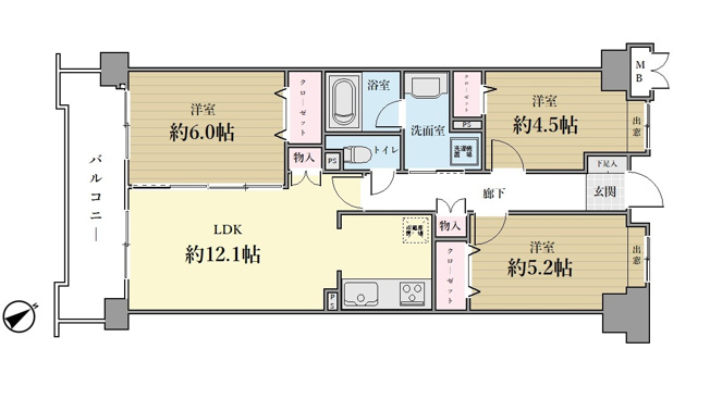 【間取り】 | エンゼルハイム萩中公園第２