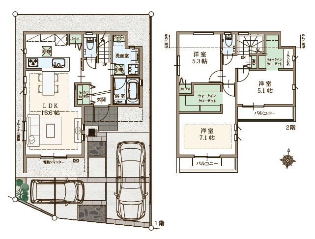 【間取り】 | 西東京市谷戸町３丁目　新築戸建て　２号棟 | 3LDK・土地面積110.02ｍ2・建物面積87.76ｍ2