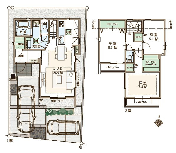 【間取り】 | 西東京市谷戸町３丁目　新築戸建て　３号棟 | 3SLDK・土地面積110.02ｍ2・建物面積88.00ｍ2
