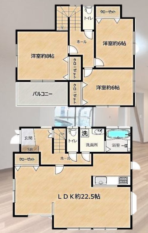 中郡二宮町山西　中古戸建　51.09坪の間取り