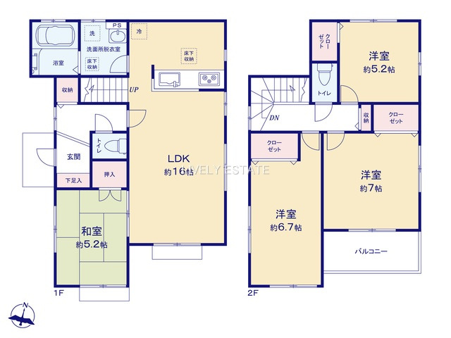 草加市谷塚仲町 中古戸建の間取り