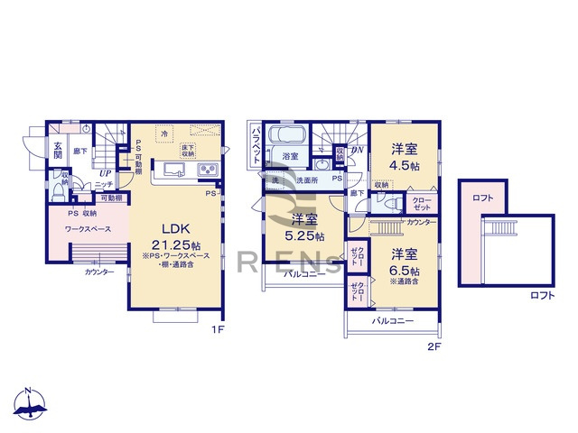 【間取り】 | 西東京市泉町３丁目　新築戸建て　５号棟 | 南バルコニーなので陽当り良好、洗濯物の乾きも良しです