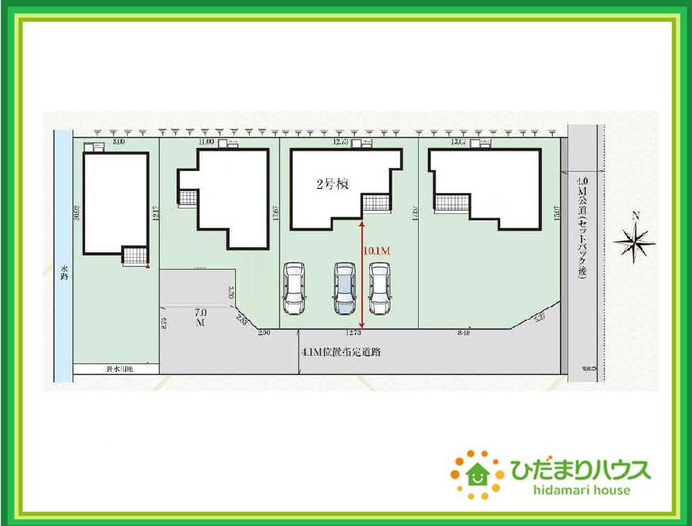 いわき市小名浜住吉　新築戸建　2号棟の区画図|学校や大きな公園も近くお子様も安心！