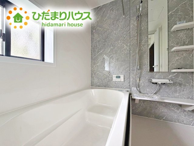 いわき市小名浜住吉５期　新築戸建　3号棟の浴室|今日も１日お疲れさまでした。広いお風呂で疲れを癒してください、、、♡
