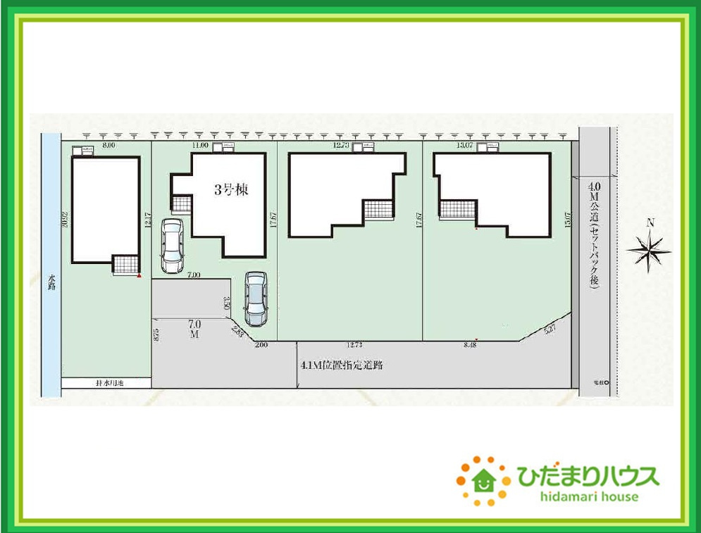 いわき市小名浜住吉５期　新築戸建　3号棟の区画図|病院やスーパー・薬局が近く、お買い物にも便利な住環境は、長く快適に暮らせます(^^)/