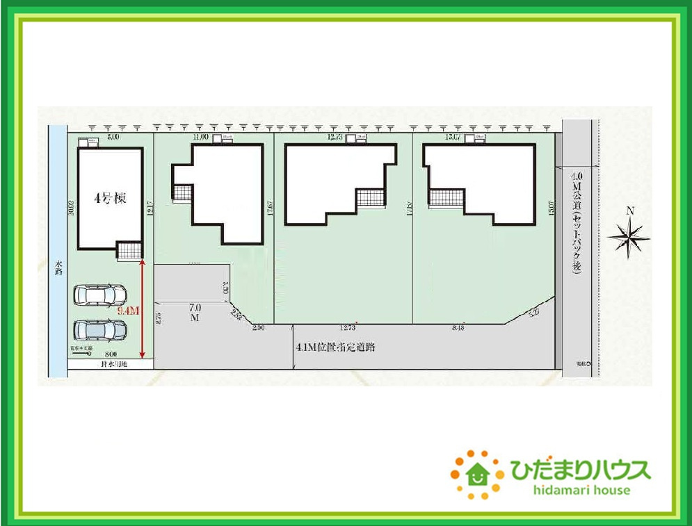 いわき市小名浜住吉５期　新築戸建　4号棟の区画図|たっぷりの陽光と心地よい風が舞い込む住まい♪