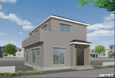 越谷市新川町新築戸建ての外観パース|ひろ～いお庭に住んでみませんか？