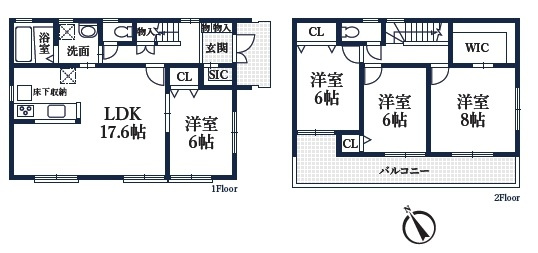 越谷市新川町新築戸建ての間取り
