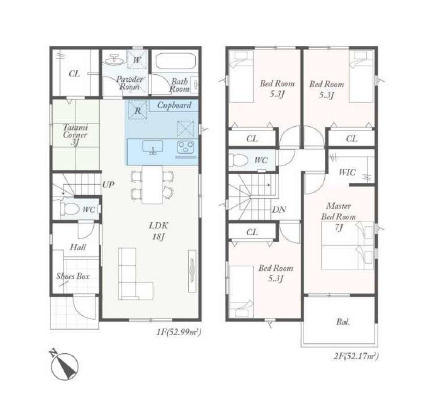 秦野市第2曽屋　新築戸建　全9号棟7号の間取り