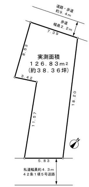 明石市大久保町森田　土地の土地図|敷地約38.3坪です。