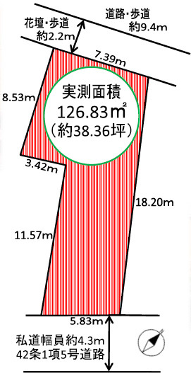 【土地図】 | 明石市大久保町森田　土地 | 敷地約38.3坪です。