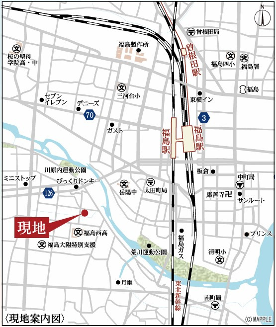 新築戸建・新築建売　福島市方木田第16 2期【長期優良住宅】吉井田小・福島一中の地図|現地案内図