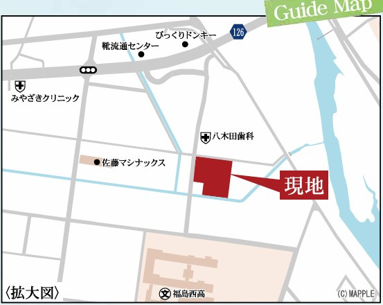新築戸建・新築建売　福島市方木田第16 2期【長期優良住宅】吉井田小・福島一中の地図|拡大図