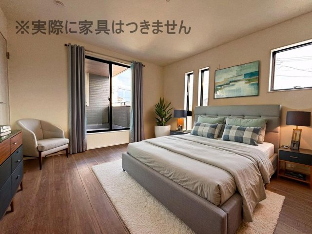 新築戸建・新築建売　福島市方木田第16 2期【長期優良住宅】吉井田小・福島一中の洋室|画像はバーチャルホームステージングの加工による演出で、実際の家具は付きません。
