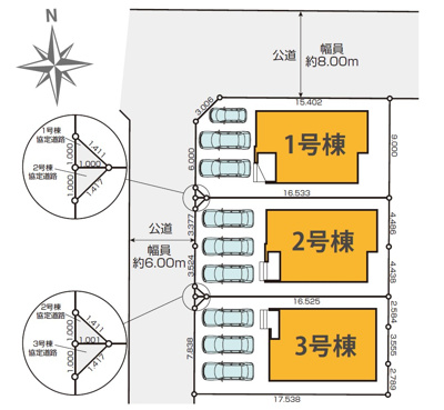 【区画図】 | 浜松市中央区篠ケ瀬町2丁目 新築一戸建て 2号棟 | 1号棟の区画図です