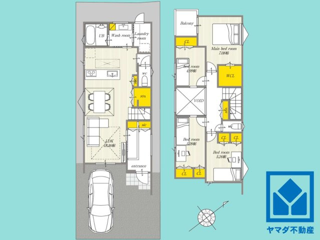 西宮市浜甲子園１丁目　第7　A号地の間取り|4LDK、土地面積110.04平米、建物面積112.08平米、木造2階建。2026年2月完成済み。