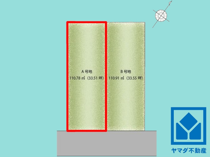 西宮市浜甲子園１丁目　第7　A号地の区画図|グランコンフォートPlus浜甲子園1丁目、2区画のA号地です。区画それぞれ間取りが違うので、ライフスタイルに合わせてご検討ください。