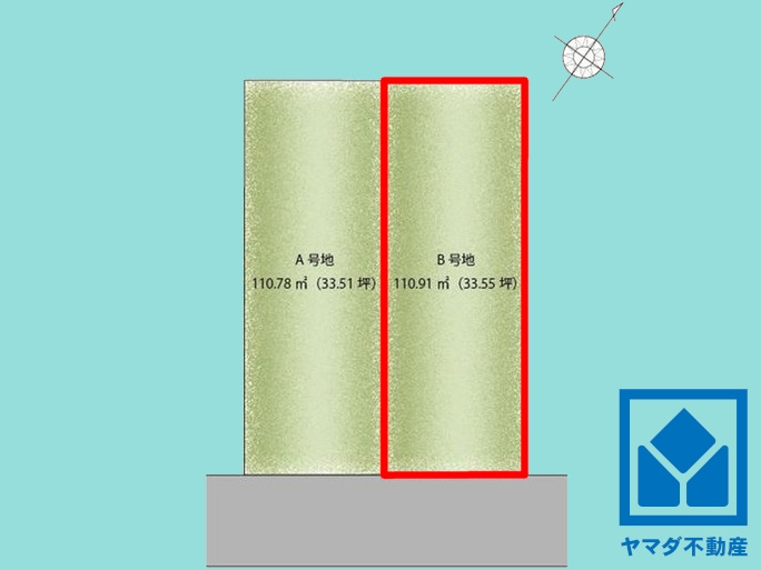 西宮市浜甲子園１丁目　第7　B号地の区画図|グランコンフォートPlus南甲子園1丁目、2区画のB号地です。区画それぞれ間取りが違うので、ライフスタイルに合わせてご検討ください。