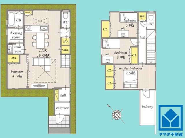 西宮市南甲子園２丁目　第10　B号地の間取り|4LDK、土地面積115.61平米、建物面積105.92平米、木造2階建。2026年2月完成済み。