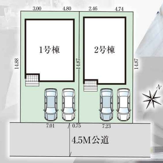 中央区光が丘3丁目新築戸建て　4期1号棟の区画図|区画図「中央区光が丘3丁目新築戸建て」