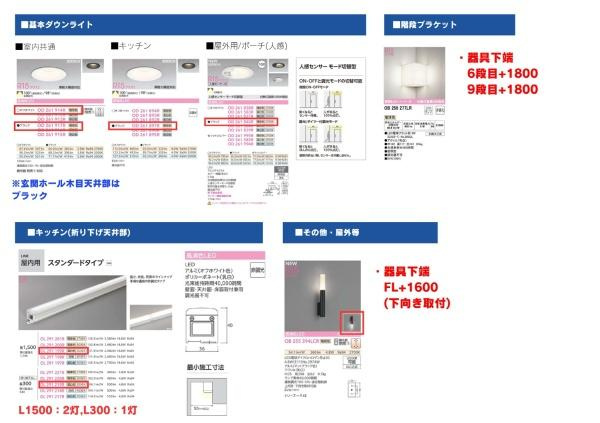 横浜市戸塚区上柏尾町の新築一戸建の内観：施工例|照明器具仕様書