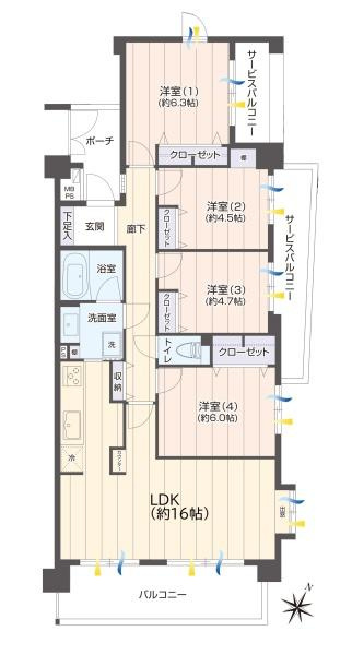 ヒルズ市が尾ブライトステージの間取り