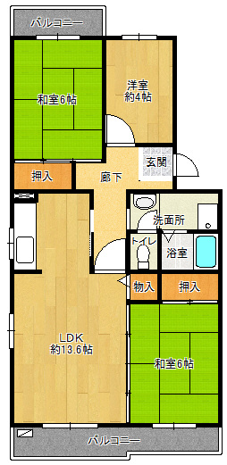 【間取り】 | 鹿の子台北ハイツ | 鹿の子台北ハイツ（GoodHome）3LDKウ